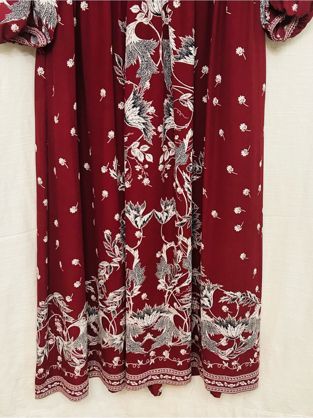 Max Studio NWT w/ defects Boho Burgundy Floral Long Sleeve Maxi Dress - Picture 3 of 11